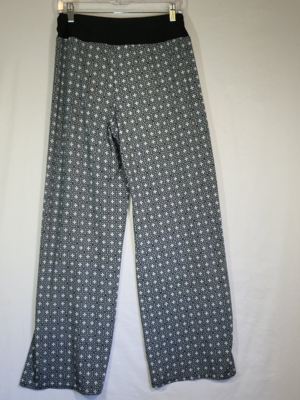 Ashley Blue Woman's Wide Leg Palazzo Pants Size Large Black/White Geometric - Picture 5 of 7